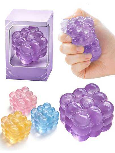 1pc New Malt Squeeze Stress Relief Magic Cube Toy, Ultra-Thin Squeeze Malt Anti-Pressure Toy, Soft Slow Rebound Water Cube Toy, Grape Texture, Slow Rebound, Durable, Suitable For Students, Teenagers And Adults, Ideal Holiday Surprise Stress Relief Gift, Holiday/Birthday Gift, Halloween Gift, Christmas Gift, Christmas Eve Gift