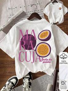 Camiseta de Verano para Mujer, Ropa Vintage para Mujer, Estampado de Maracuyá, Arte Frutal, Estilo Retro, Camiseta Casual de Manga Corta 100% Algodón para Mujeres con Curvas, Camisetas Gráficas para Mujer, Tops, Conjuntos de Verano, Camiseta de Mujer Moderna y Cómoda. - Blanco - Ver 6