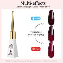 Mtssii 10ml Red Glitter Thermal Gel Nail Polish, Temperature Color Changing Dark Red Sparkly Soak Off UV/LED Nail Varnish, Long Lasting Shiny Nail Art For Halloween & Daily Use - Multicolor - View 9