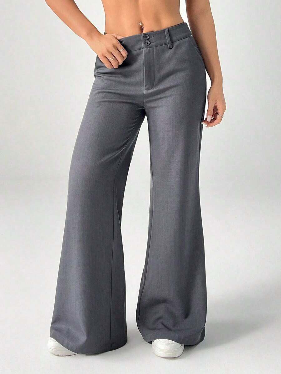 Nuevos pantalones de traje de estilo casual de cintura baja para otoño e invierno - Gris Oscuro 2 - Ver 1