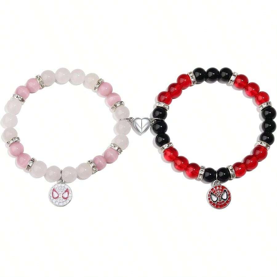 Spider Friendship Bracelets Matching Bracelets For Couples Best Friends Bff, Matching Spider Kitty Bracelet Halloween Christmas Birthday Jewelry Gifts For Women Teen Girls Bestie Gf Bf - 蜘蛛 + 蜘蛛 - 查看 1