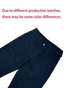 Jeans de unicolor versátiles y casuales para adolescentes/mujeres jóvenes - Negro - Ver 10