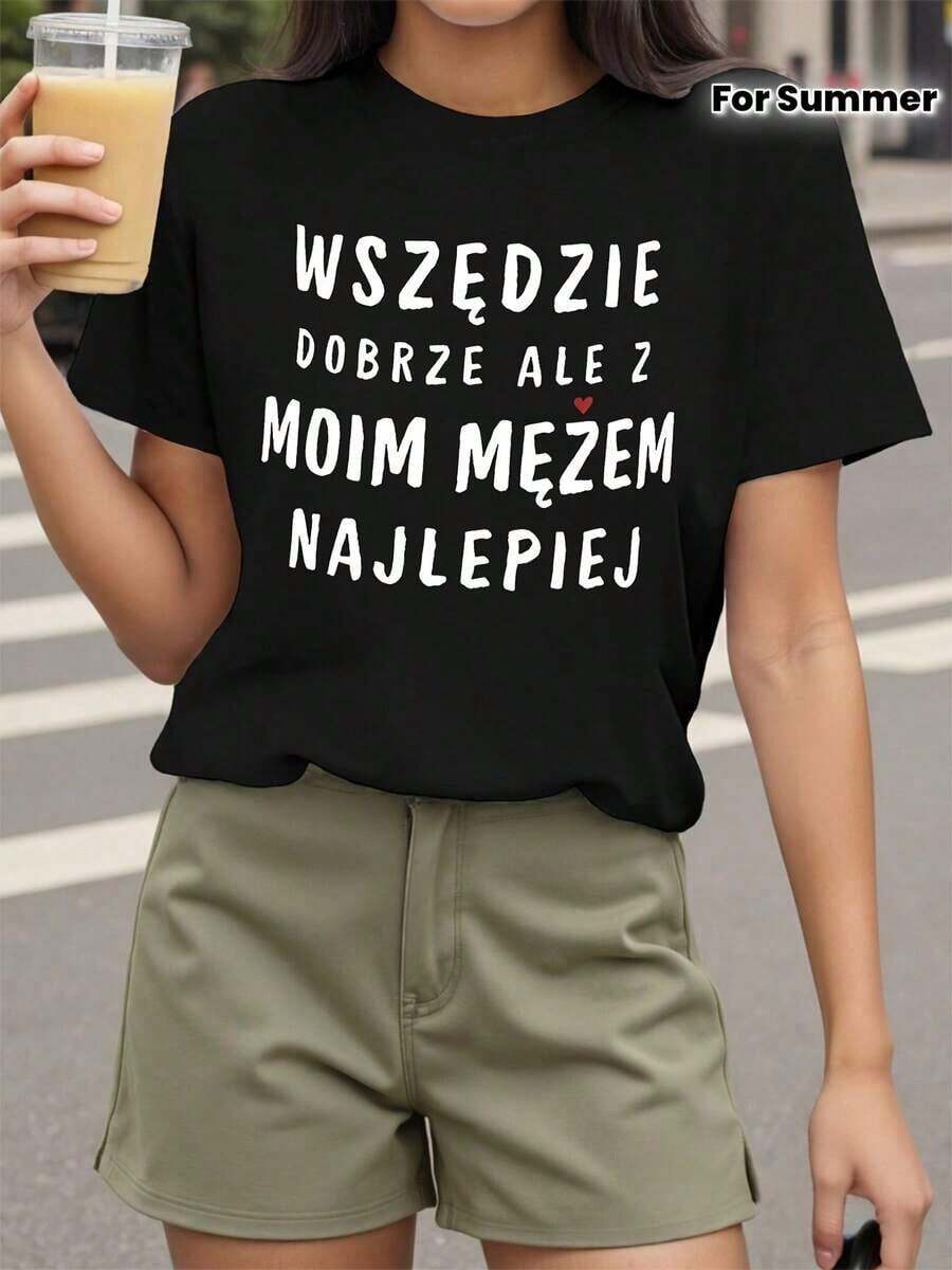Western-Style Barber-Themed Printed T-Shirt - Negro - Ver 1