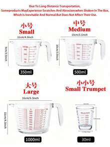 1pc Heat-Resistant Glass Graduated Measuring Cup,Durable And Microwave Friendly,With Precise Scale And Handle,Multipurpose Large Capacity Stackable For Easy Storage,Suitable For Espresso,Baking,Wine And Essential Kitchen Accessory - Transparent - View 9