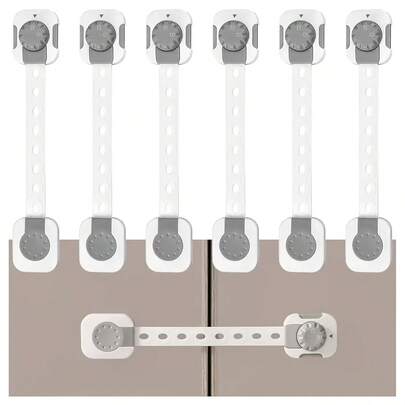6pcs Adjustable Baby Safety Cabinet Door Drawer Lock, Adhesive Multi-Purpose Suitable For Refrigerator, Cabinet, Drawer, Oven, Toilet, Easy Installation