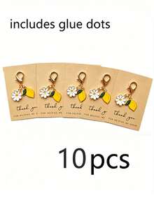 40pcs/20pcs/10pcs/5pcs Lemon Theme Keychain & Thank You Card Gift Set - Perfect Gift For Spring/Summer Events, Birthday Parties, Weddings, Lemon Theme Picnics, Anniversaries Or Vintage Style Gatherings - One Size Fits All - View 9
