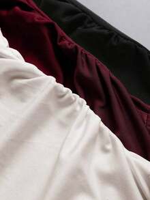 Blusa de unicolor minimalista con cuello asimétrico y hebilla de metal para mujer - Multicolor - Ver 4