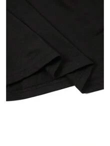Camiseta Gráfica de Calidad Premium con Estampado de Letras, Cuello Redondo, Manga Corta, Estilo Casual, Primavera Verano, Moda Casual para Mujer, Camisetas Vintage - Negro - Ver 5