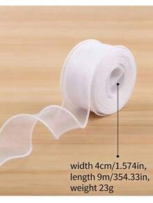 Cinta de tul blanco, cinta de malla transparente, cinta de seda de gasa de gasa, cinta de satén de tela hecha a mano, adecuada para coser, envolver regalos hechos a mano, manualidades, ramos de boda, invitaciones y decoraciones para regalos de graduación, manualidades de árboles de Navidad, lazos, invitaciones de boda, coronas, blanco - a - Ver 3