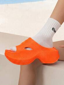 1 Pair Women's Letter Print Casual Thick EVA Platform Slide Sandals For Outdoor Summer - Orange - View 9