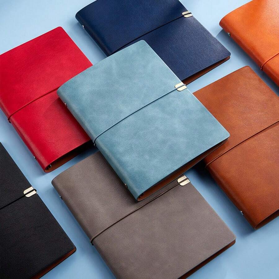 Retro Faux Leather Loose-Leaf Notebook, Multi-Color Soft Cover Binder, Faux Leather Cover Durable & Foldable, Detachable Ring Binder Design, Built-In Strap To Prevent Pages From Scattering, Customizable Inner Pages, Suitable For Journaling, Planning And Daily Note-Taking - Retro and Sophisticated - View 1