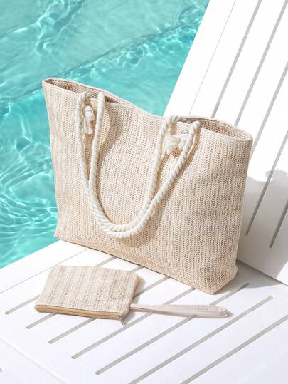 Trivaya Lightweight , Casual Minimalist Straw Bag With Coin Purse For Teen Girls Women College Students Perfect for College , Outdoors , Travel , Outings
