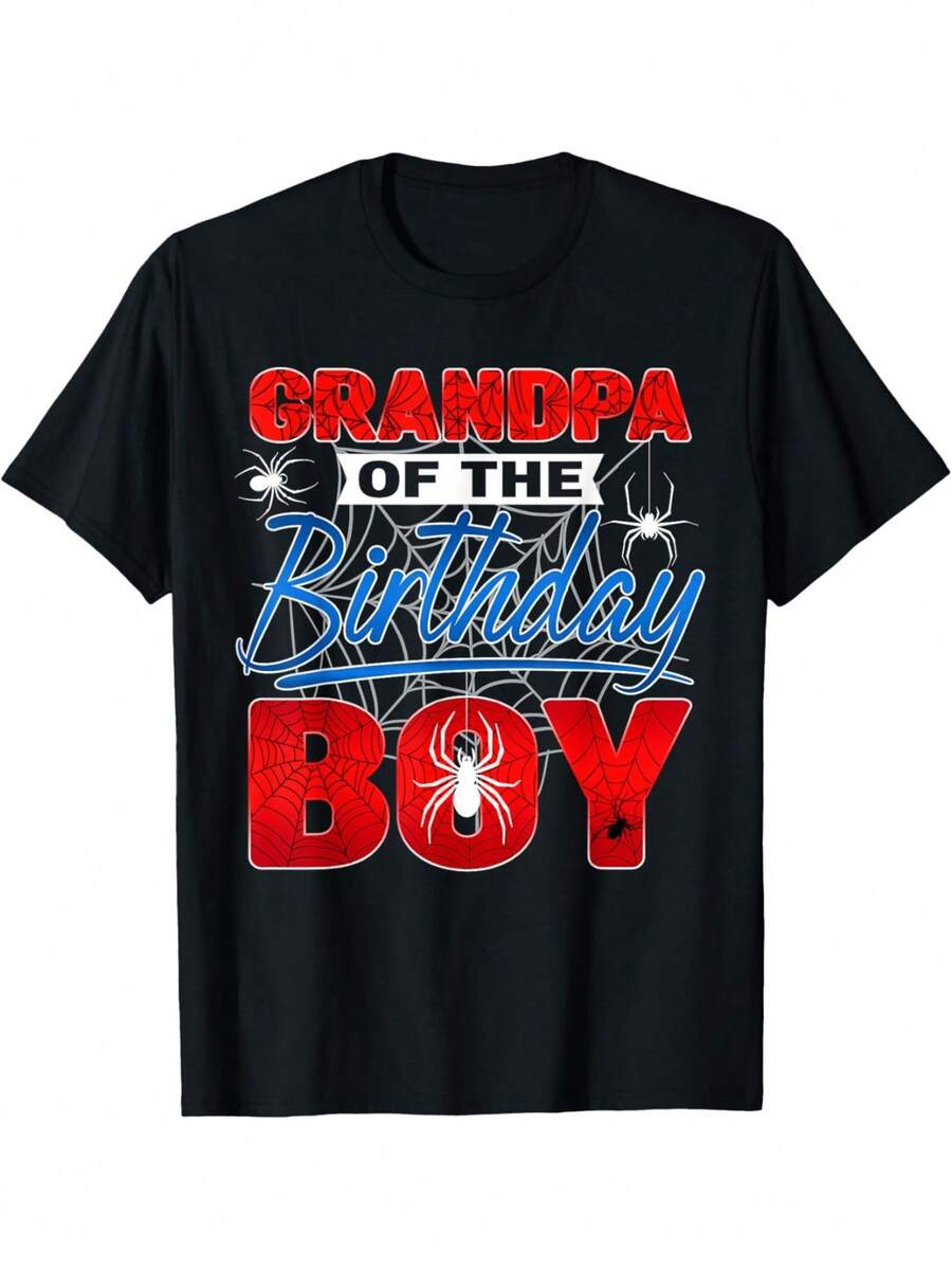 Spider Grandpa Spidey Birthday Matching Family Christmas T-Shirt, Men's T-Shirt,Funny Graphic T Shirts 100% Cotton Vintage Spider T-Shirt, Gothic Insect Pattern Graphic Tee, Punk Street Style Fashion Shirt, Unisex Soft Short Sleeve Crewneck Tops - Đen 6 - Xem 1