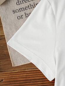 Casual de las mujeres de punto de longitud Regular ronda cuello manga corta del hombro de la camiseta con la impresión de amor WVXF - Blanco - Ver 3