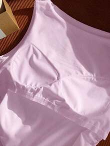 Camiseta de tirantes de algodón puro blanco, primavera/verano - Morado - Ver 6