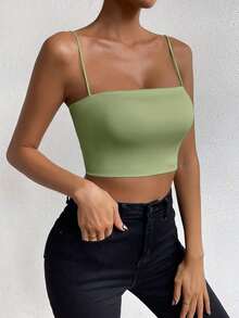 Top corto de color sólido ChicEase - Verde 2 - Ver 6