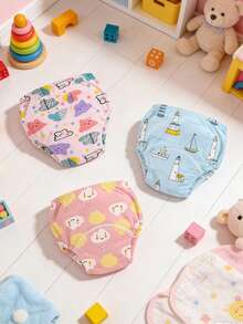 3 chiếc quần tập đi cho bé chống rò rỉ, họa tiết in dễ thương, có thể giặt và tái sử dụng, cạp chun co giãn, phù hợp cho mọi mùa, dùng được cho cả nam và nữ. - Nhiều màu - Xem 10