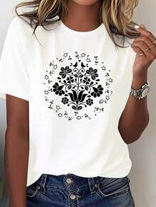 Camiseta cómoda y pura para mujer de Kalocci Folk Art Calochia Folk Art - Blanco - Ver 7