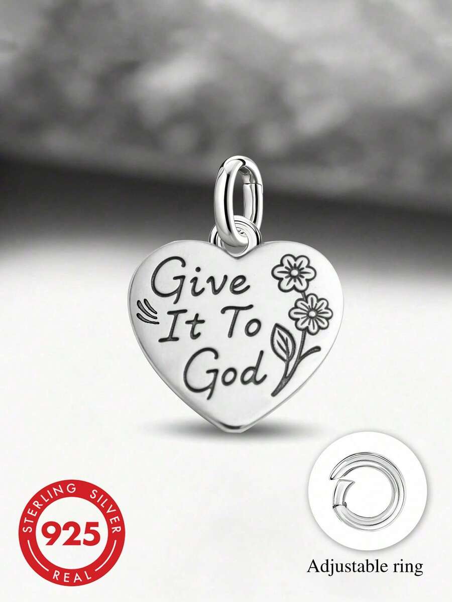 1 pièce Pendentif "Dedicated To God" en argent sterling 925, convient pour le DIY de perles, bracelets, cadeau exquis, cadeau de Noël