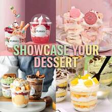 300Pcs Crystal Clear Disposable Dessert Cups Set, Leak Proof Plastic Drinking Cups With Lids & Sporks, 8oz 12oz Stackable Transparent Food Containers For Smoothie Milkshake Iced Coffee Fruit Pudding Wedding Party Daily Use - Transparent - View 12