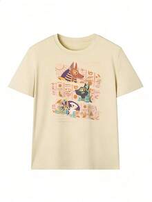Short-Sleeve T-Shirt With A Fun And Historical Style, Fashionable Short-Sleeve T-Shirt For Spring And Summer 2026, Made In Mexico, 180 Grams. Cartoon Print, Couple Design, Suitable For Indoor Or Outdoor Wear. Crew Neck, Unisex, Ideal For Office And Leisure. One-Pack. - APR-P631577SLNDXZGY503 - 查看 2