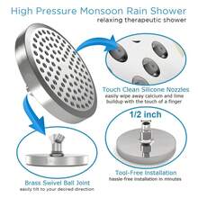6 Inch Shower Head High Pressure Waterfall Bathroom Showerhead Adjustable Angles - A - View 4