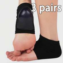 1/2/3 pares de calcetines protectores de talón, calcetines de cuidado del talón hidratantes y suavizantes para prevenir los talones agrietados - Negro - Ver 7
