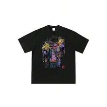 Women's Top Unisex Summer Casual Short Sleeve T-Shirt With Cartoon Print Of Jotaros Kujos From Jotaros And The Platinum Star Pointing At Jotaros From Jotaros , Y2K Style. 2026 - 黑色 - 查看 9