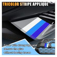 10 Inch Classic Retro Style Tri-Color Stripe Sticker Decal For  Tacoma 4Runner Tundra Exterior Interior Decoration On Grille, Fender, Hood, Side Skirt, Bumper, Dashboard Vibrant Red-White-Blue Design - Màu xanh lam - Xem 3