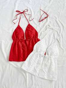 2 piezas Camiseta sin espalda con escote en V y tirantes con estampado de leopardo sexy, adecuada para vacaciones, citas, té de la tarde, vacaciones, festivales de música, estilo bohemio - Multicolor 5 - Ver 5