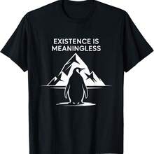 Nihilist Penguin Mountain Existential Meme T-Shirt - Negro - Ver 1