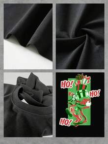 Cheerful Christmas Figure With A Fun Character And Wrapped Gifts Symbolizing Festive Enthusiasm And The Positive Energy Of Sharing During The Celebration Season. Comfortable And Soft Women's T-Shirt Ideal For Everyday Wear. - 黑色 - 查看 4