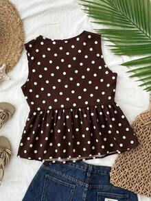 Camiseta de mujer con estampado de rayas de cebra en gasa con bajo de peplum, adecuada para vacaciones de primavera/verano, conjunto casual para mujer, vacaciones de verano, vacaciones de primavera, fiesta, playa, Día de San Valentín - Marrón - Ver 2
