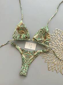 Bộ bikini 2 mảnh phong cách bohemian thanh lịch, gợi cảm, in hoa, buộc dây, thích hợp cho kỳ nghỉ biển mùa xuân/hè. - Nhiều màu - Xem 3