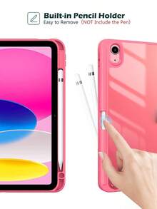 Ốp bảo vệ cho iPad thế hệ thứ 11 (11 inch) 2025 & thế hệ thứ 10 (10.9 inch) 2022, tích hợp ngăn đựng bút cảm ứng, mặt lưng trong suốt, tự động bật/tắt màn hình, họa tiết dưa hấu. - Màu Hoa hồng đỏ - Xem 2