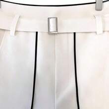 Women's Fashionable & Elegant Waist Belted Colorblock Pockets Minimalist High-End Versatile Wide Leg Shorts, Spring/Summer - Albaricoque - Ver 4