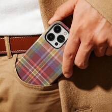 Ốp điện thoại họa tiết kẻ caro cổ điển Grid Vintage Plaid, kiểu dáng ấm áp, tương thích với iPhone 16 Pro Max, 15 Pro, 14 Plus, 13 Pro Max, 12 và 11. - Nhiều màu - Xem 4