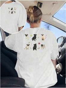 Camisetas holgadas estampadas con estilos modernos y adecuadas para hombres y mujeres. Estilo sin traje. Es un artículo imprescindible en primavera, verano, otoño e invierno, y es sencillo y elegante con un diseño minimalista. Es una opción ideal para ir de compras, viajar y disfrutar de la playa durante el año escolar, y también es una excelente elección para que las parejas combinen sus atuendos. - Blanco - Ver 8