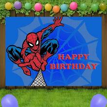 1pcs M Arvel S Pider-Man Happy Birthday Backdrop, Superhero Theme Party Decorations For Boys, City Buildings Photography Background For Cake Table, Iconic Spidey Wall Decor For Outdoor And Indoor Celebration, Creative Birthday Banner For Fans And Comic Lovers, Epic Hero Action Theme Party Supplies - Nhiều màu-A - Xem 6