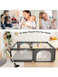 Portable Baby Playpen, Foldable Playpen For Children, Various Colors Available - Dark Grey - View 7