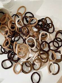 200/100/50/10pcs Coffee Brown Hair Tie, Suitable For Women, Brown High Elasticity Seamless Hair Ties, Non-Damaging High Elasticity, Hair Accessories - Brown - View 5