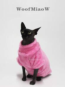 Suéter de polar suave y cálido para mascotas de 5 colores, ideal para gatos Sphynx y perros pequeños en otoño/invierno - Rosa - Ver 2