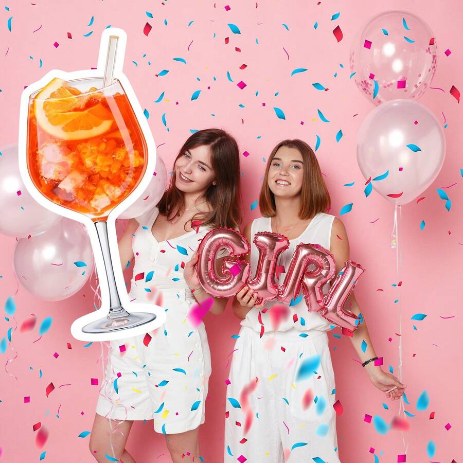 1件裝 雞尾酒杯 KT 板手持拍照道具，雞尾酒杯設計，適合訂婚派對、生日派對、單身女派對，趣味拍照道具 - A - 查看 1