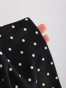 Pantalones acampanados de mujer de pierna ancha, con pliegues elegantes de jacquard, para otoño/invierno - Negro - Ver 4