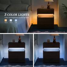 Modern Bedside Table / Wooden Bedside Table / Bedside Table With 3 Drawers / Easy To Assemble, Plenty Of Storage Space / For Bedroom, Living Room, Bedside Furniture - 核桃 - 查看 8