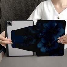 Flower A Black & Blue Floral Print With Pen Holder Compatible With Ipad 11(A16 2025), Auto Sleep/Wake Function/Compatible With Xiaomi5/5PRO/6/6PRO/7/7PRO, Compatible With Huawei Matepad, Compatible With Honor Pad - Multicolor - View 7