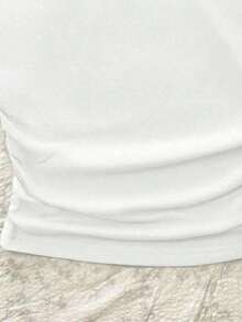 Camiseta de manga corta ajustada con hombros descubiertos y pliegues en la cintura, con estampado de limón, adecuada para el verano - Blanco 2 - Ver 5