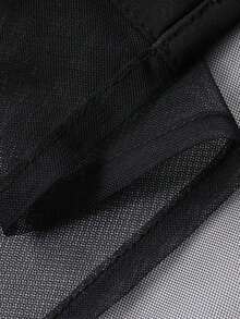 Blusa transparente de malla y gasa de manga corta minimalista para mujer, de estilo casual de negocios - Negro 3 - Ver 6
