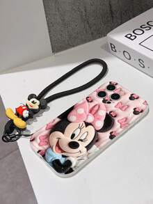 This Disney Mickey Mouse Lanyard Phone Case Is Fully Covered In TPU Material. It's Shockproof, Lightweight, And Compatible With IPhone17/16/11/13/15/15 Plus/15 Pro/15 Pro Max/12/14 Pro Max/11 Pro Max/12 Pro/12 Pro Max/13. This Phone Case Makes A Popular Birthday Gift Or Business Gift; It's Durable, Stain- And Fingerprint Resistant, And Suitable For Both Men And Women. The Set Also Includes A Mickey Mouse Phone Case And A Mickey Mouse Plush Bracelet. It's A Perfect Gift For Friends And Family. This Stylish Phone Case Is Fun, Lightweight, And Durable. IPhone17 Pro Max Phone Case, Minnie Mouse Phone Case. - 白色 - 查看 5
