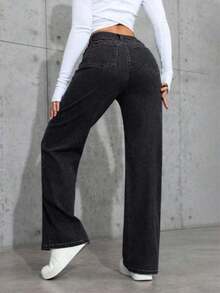 Jeans de pierna recta de color claro para adolescentes - Gris Oscuro 2 - Ver 2
